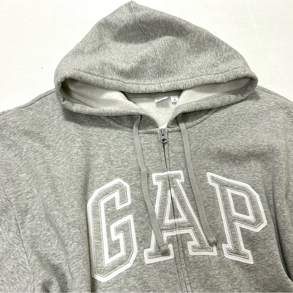 Gap Gray Logo Zip Front Hoodie Size XL NWT - Picture 2 of 13